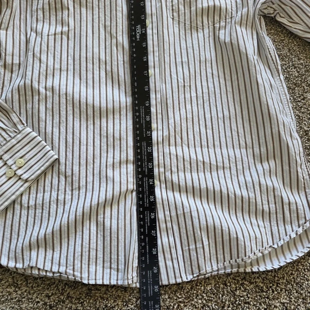 American Eagle Outfitters Shirt Mens Medium Brown Striped Vintage Fit Casual - Picture 3 of 5